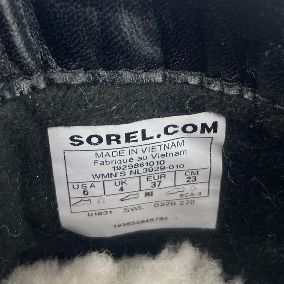 Sorel Lennox Cozy Lace Up Waterproof Rain Boots Women 6 Black White Wool Leather - Picture 5 of 8